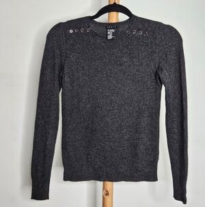 Theory Cashmere Silk Sweater Gray S/P Small Petite